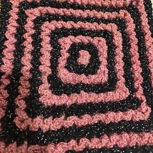 Handmade Crochet Pot Holder square metallic pink purple 6”x6" geometric squares